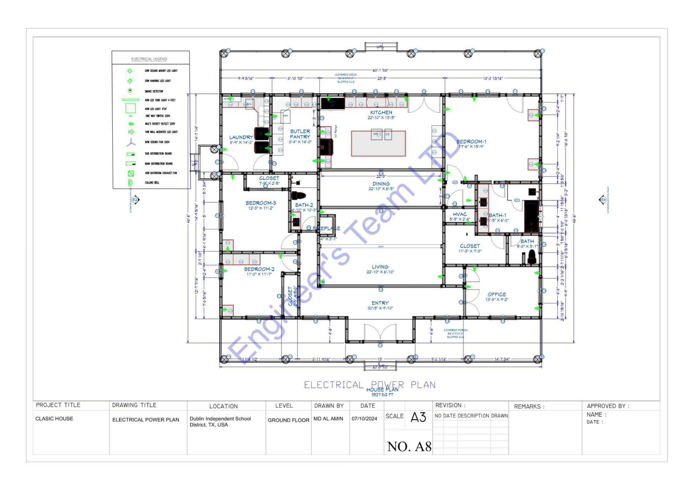MEP layout plan, Mechanical, HVAC, Electrical, Plumbing plan