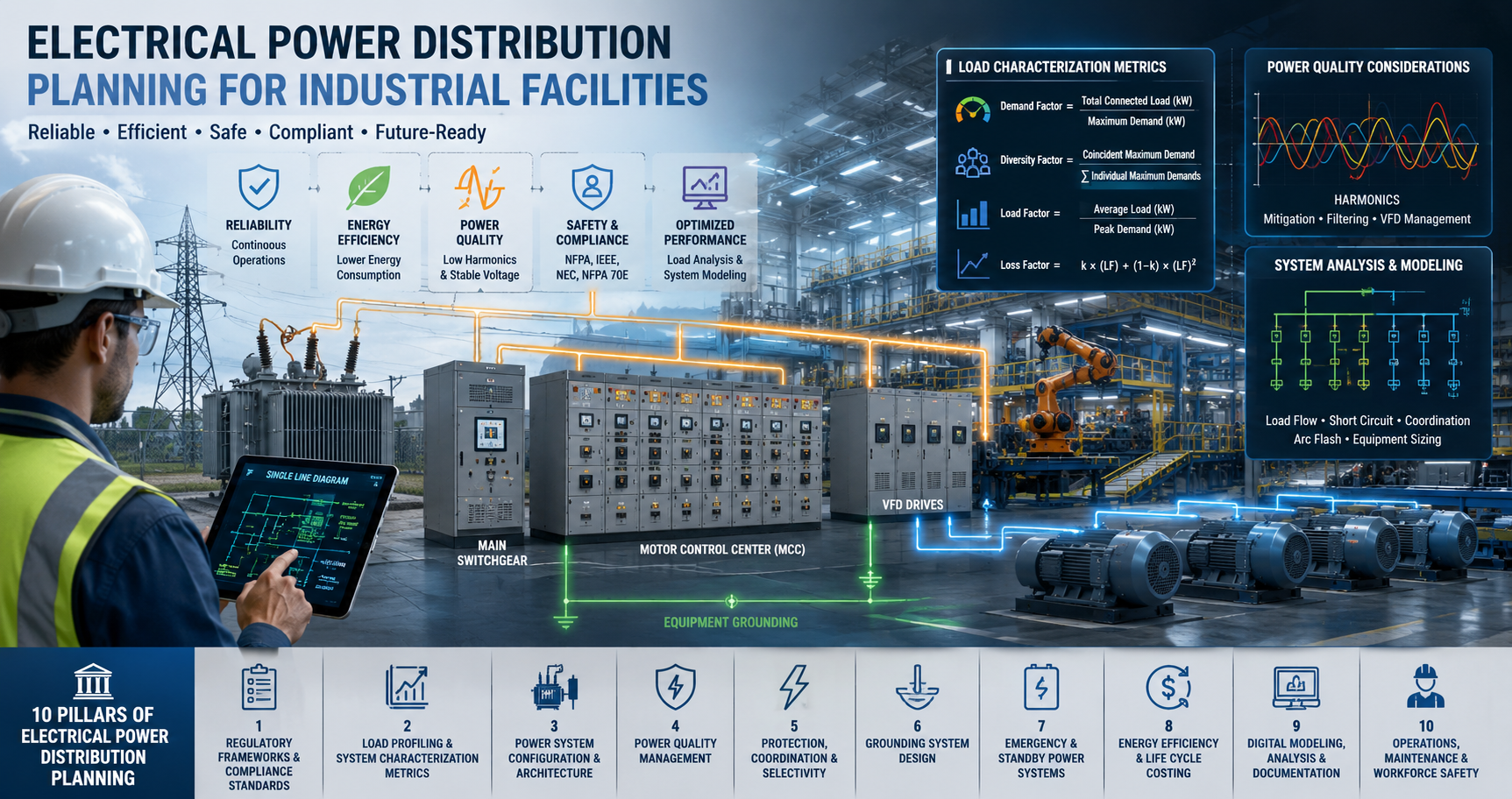 electrical power distribution planning for industrial facilities