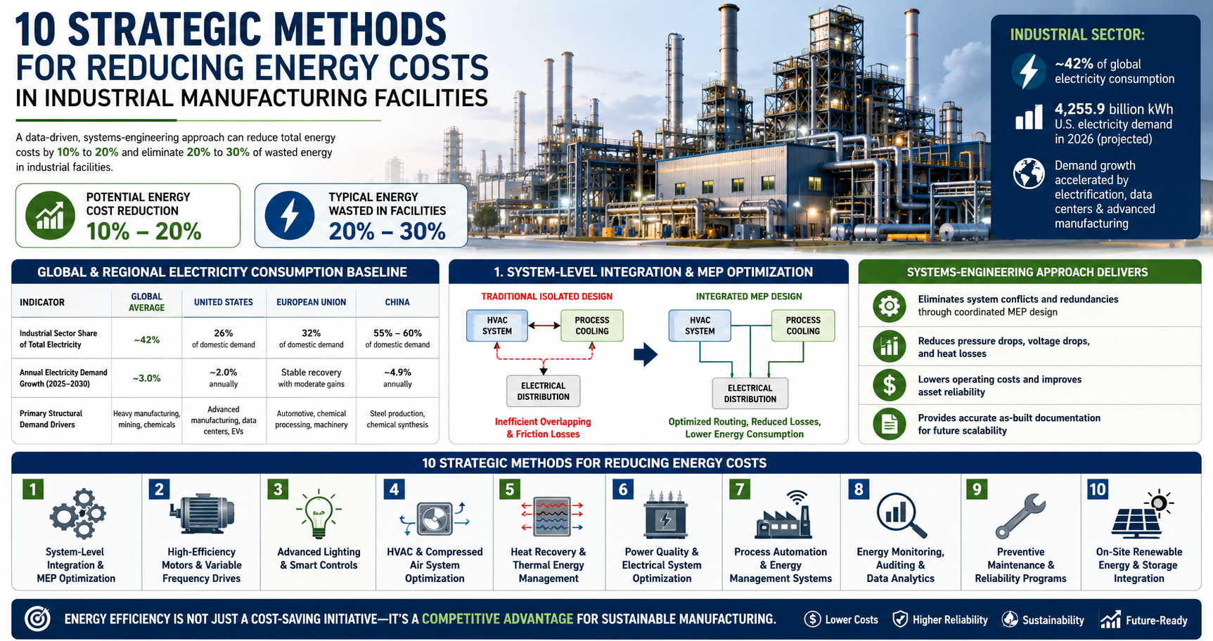 reducing energy costs in industrial manufacturing facilities